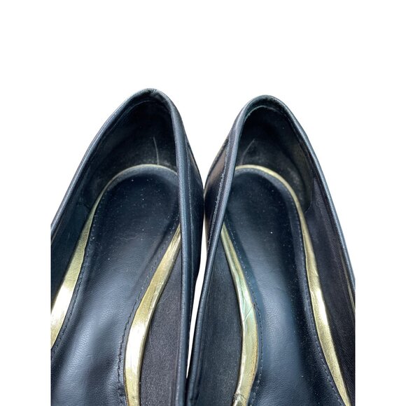 Ralph Lauren Lauren Womens Black Leather Wedge Heels Size 7.5B SKU 9179 - Picture 9 of 14